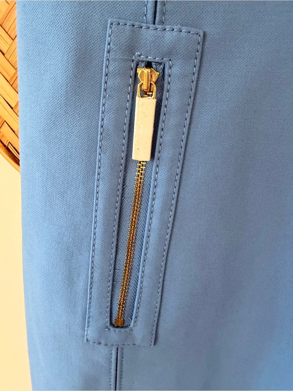 TORY BURCH CHELSEA SHEATH DRESS MONTEGO BLUE ZIPPERED ‎ POCKETS CORP-CORE MODEST